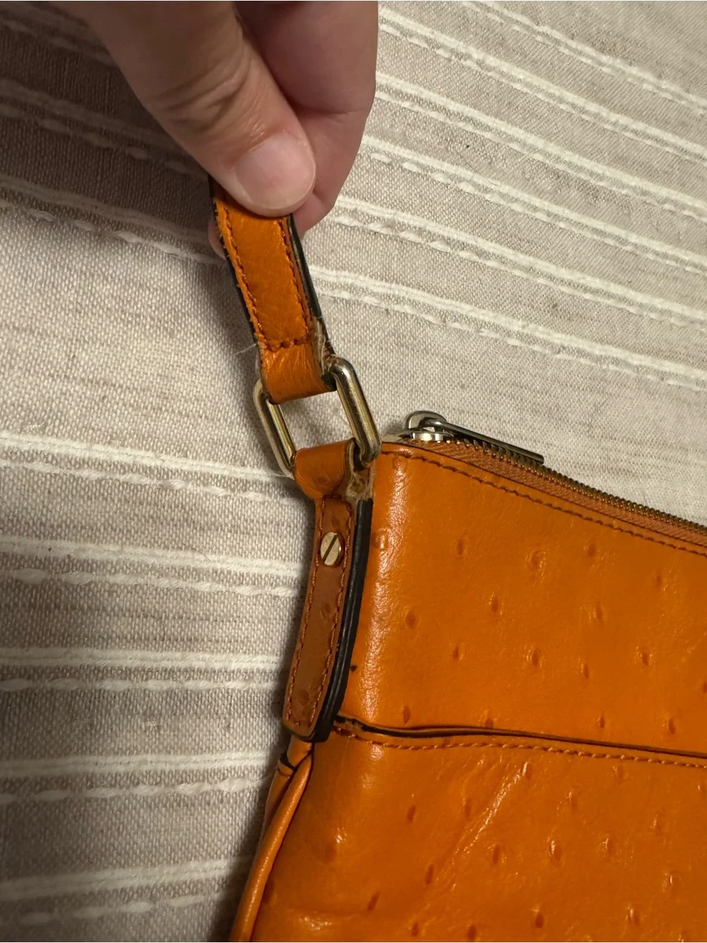 Michael Kors Orange Ostrich-Embossed Crossbody Bag - Picture 5 of 7